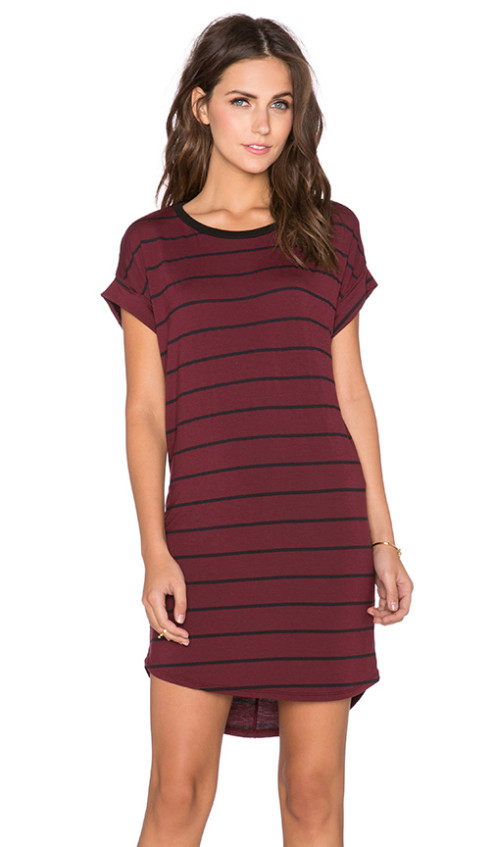 STONE DRESS By KNOT SISTERS in Black and Cranberry Stripe
