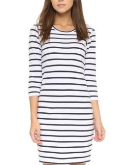 SUNDRY Cotton Stripe Dress in White