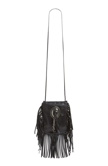 Saint Laurent 'Anita' Fringe Crossbody Bag in Noir