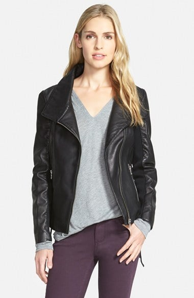 Sam Edelman Lace-Up Leather Moto Jacket (Online Only) in Black