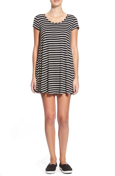 Socialite Knit Swing Dress in Black and Taupe