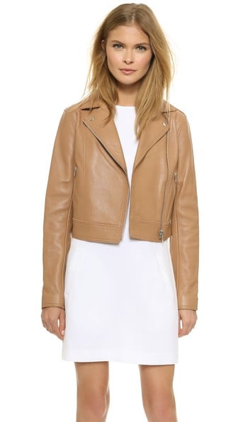 T by Alexander Wang Classic Moto Jacket in Khaki leather moto jackets