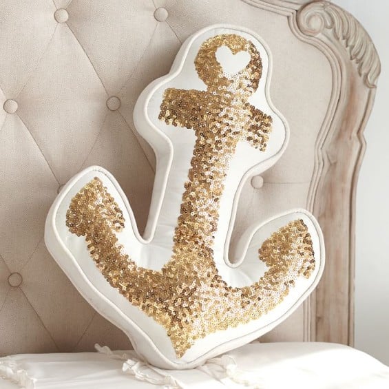 Pottery Barn Teen The Emily + Meritt Gold Sequin Anchor Pillow
