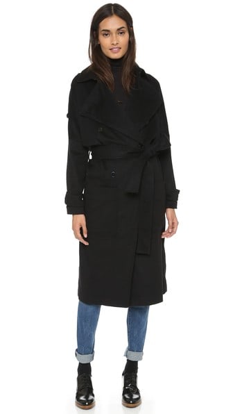 The Kooples Flowing Belted Trench Coat in Black