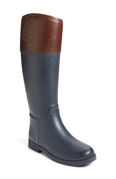 Tory Burch 'Classic' Rain Boot (Women) in Navy and Almond
