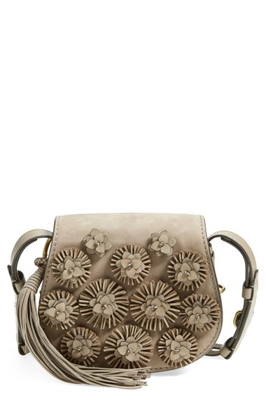 Tory Burch Embellished Saddle Bag in Dorian Gray
