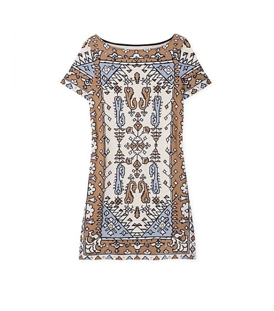 Tory Burch PRINTED COTTON SHORT-SLEEVE DRESS in White Lisbon Rug