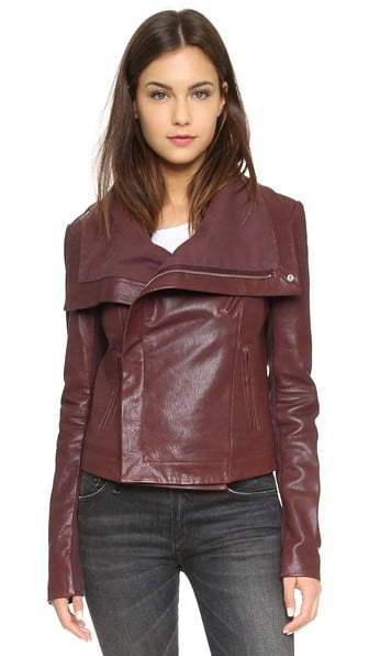 VEDA Max Classic Leather Moto Jacket in Bordeaux leather moto jackets for fall