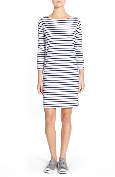 Vineyard Vines Stripe Cotton Shift Dress in Deep Bay