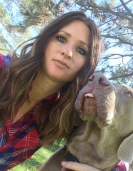 I tried taking a selfie with my new glam beachy waves, and my Weimaraner Fred had to be in the picture! ;)