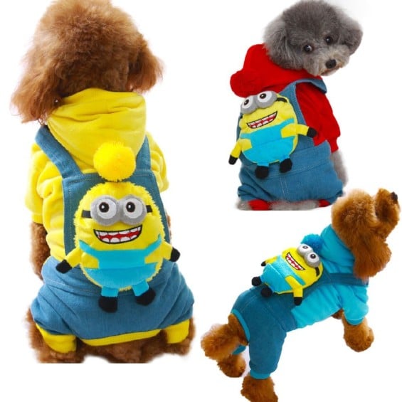 BeesClover Pet Halloween Costume Cartoon Minions Dog Coat Clothes Puppy Cat Apparel Jacket ,Colour:Yellow