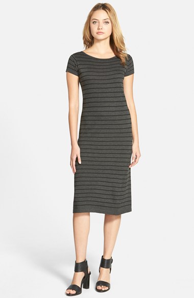 cupcakes and cashmere 'Catalina' Stripe Midi Dress (Nordstrom Exclusive) in Heather Grey and Black stripe dresses