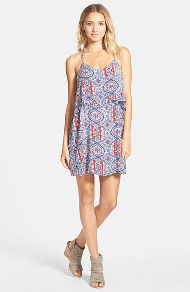 dee elle Floral Paisley Print Popover Tank Dress (Nordstrom Online Exclusive) In Red and Blue Print