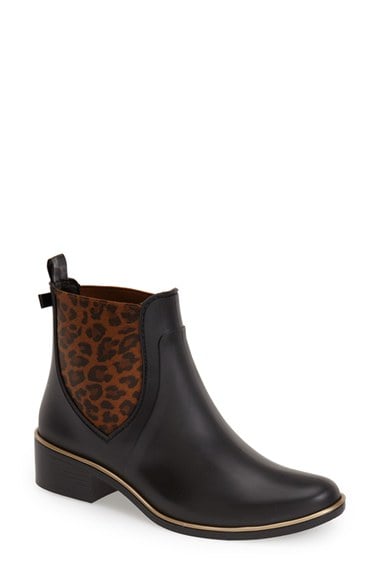 kate spade new york 'sedgewick' rubber rain boot (Women) in Black Matte and Animal Print