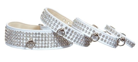 Fab Dog White Patent with clear stones Swarovski Crystal Collar
