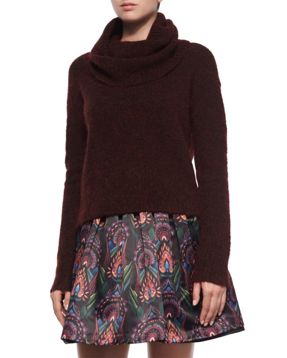 Alice + Olivia Gavin Cowl-Neck Pullover Sweater in Maroon