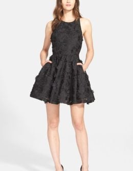 Alice + Olivia 'Tevin' Fit & Flare Dress in Black