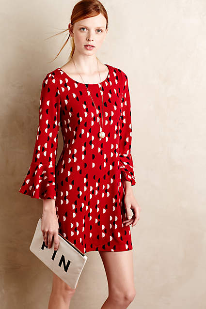 Anthousai Swing Dress by Maeve in Cream or Red Motif