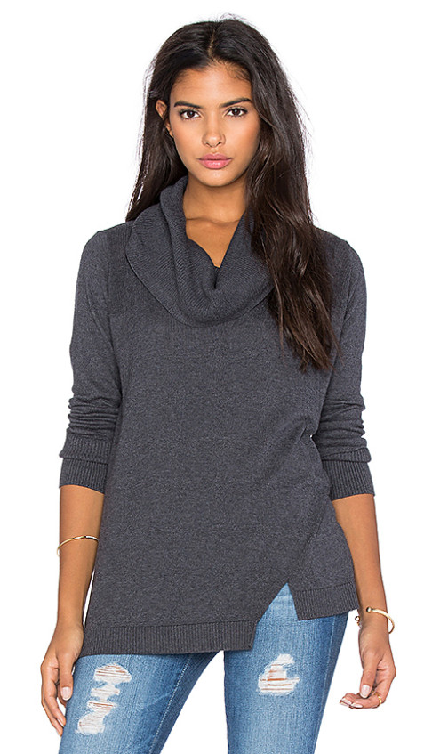BABY SHAKER COWL NECK SWEATER By 525 AMERICA in Dark Grey