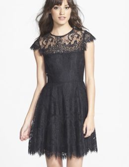BB Dakota 'Rhianna' Illusion Yoke Lace Fit & Flare Dress (Nordstrom Exclusive) in Black