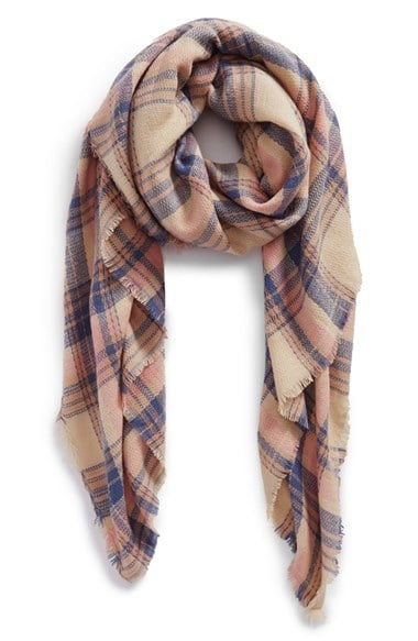 BP. 'Pretty Plaid' Oblong Scarf in Tan Multi