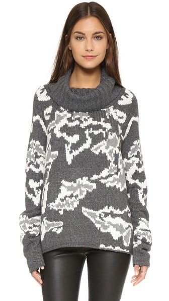Banjo & Matilda Chunky Camo Roll Neck Sweater in Charcoal