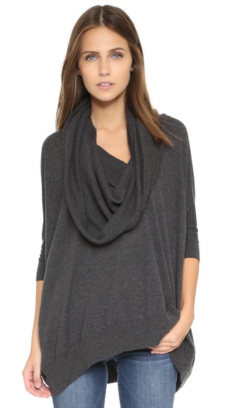 Bop Basics Cowl Neck Cashmere Sweater in Charcoal 