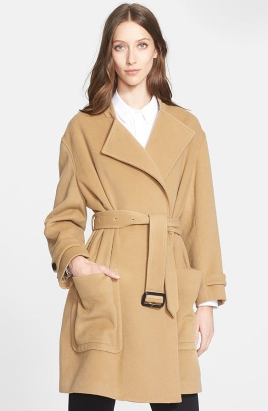 Burberry London 'Heronsby' Wool & Cashmere Wrap Coat in Camel