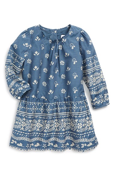 Burberry 'Mini Tais' Print Dress (Baby Girls) in Marine Blue