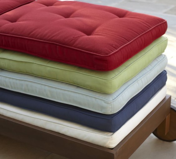 CHAISE TUFTED CUSHION - SOLID OUTDOOR CANVAS. Pottery Barn