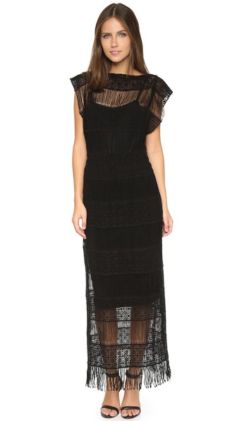 Callahan Crochet Maxi Dress in Black