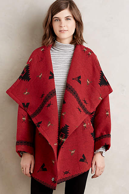 Chelan Wrap Coat by Capulet in Red Motif