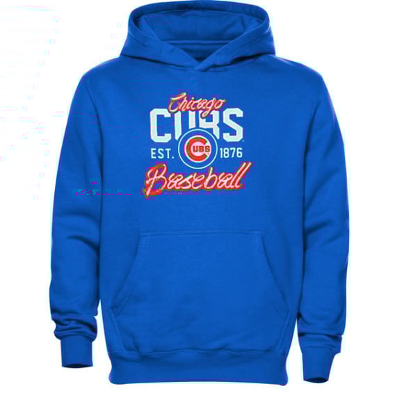 Chicago Cubs Youth Royal Blue Script Baseball Pullover Hoodie