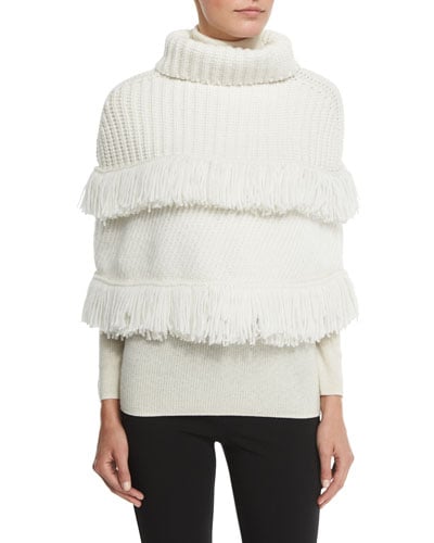 Derek Lam for Neiman Marcus Cashmere Collection Cashmere Fringe Topper in White