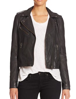 Doma Washed Leather Moto Jacket in Black. Saks Fifth Avenue