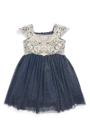 Dorissa 'Belinda' Lace & Tulle Party Dress (Baby Girls) in Navy