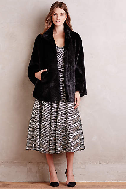 Eastport Faux-Fur Cape in Black. Anthropologie