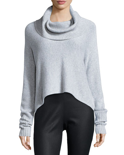 Eileen Fisher Lofty Cashmere Cowl-Neck Box Top in Geyser