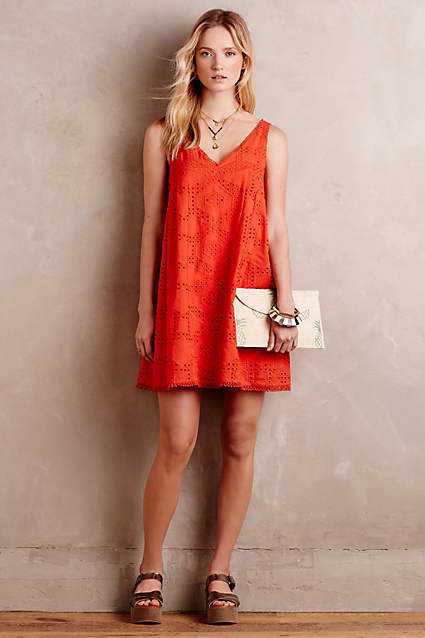 Eyelet Swing Dress by Maeve in Red or Black