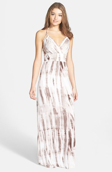 FELICITY & COCO Tie Dye Jersey Halter Maxi Dress (Nordstrom Exclusive) in Brown 