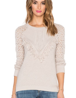 FRINGE CREW SWEATER AUTUMN CASHMERE in Flax