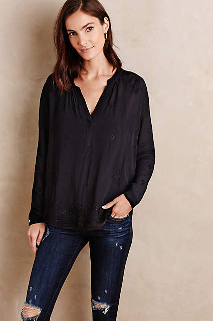 Feodora Peasant Top by Velvet by Graham and Spencer in Black. Anthropologie