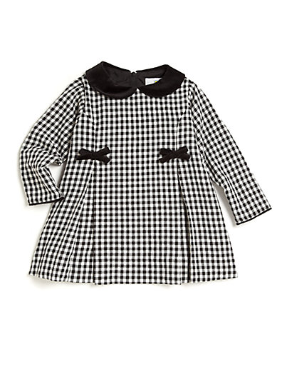 Florence Eiseman Baby's Check Velveteen-Trim Dress in Black and White
