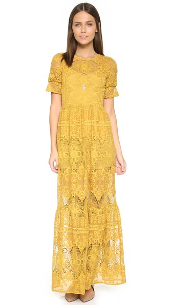 For Love & Lemons Siena Maxi Dress in Golden Rod