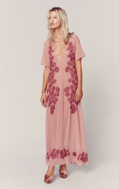 For Love and Lemons SICILY MAXI DRESS in Sangria