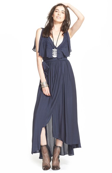 Free People Chiffon 'Fiona' Sleeveless Maxi Dress in Midnight