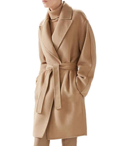 Gucci Double Wool Wrap Coat in Classic Camel