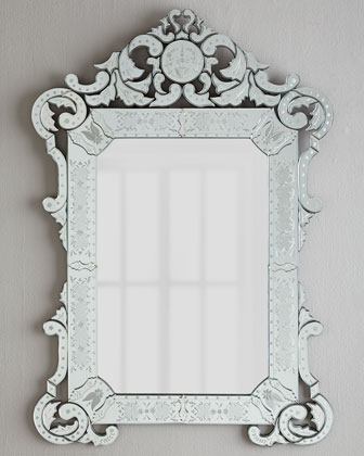 Margaux Venetian Style Mirror with Etched Glass (Size: 33.5"W x 0.5" D x 46.5"T.). Horchow