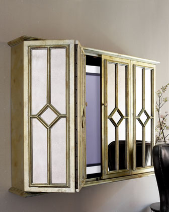 Flat-Screen TV Entertainment Wall Cabinet. Horchow