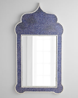 Moroccan-Style Mirror with Die-cut capiz shells in size: 33"W x 1.25"D x 61"T. Horchow